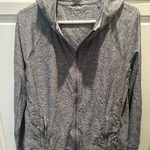Athleta Gray Athletic Jacket with Hood and Full Zipper